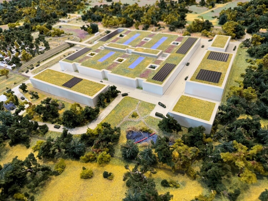 Impressie bovenaf van de gebouwen